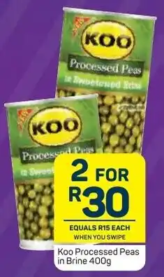 Pick n Pay Koo Processed Peas in Brine 2x400g offer