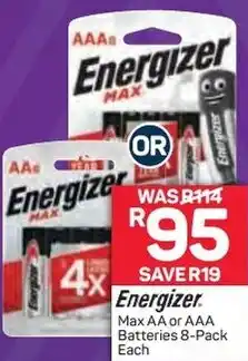 Pick n Pay Energizer Max AA or AAA Batteries 8-Pack offer