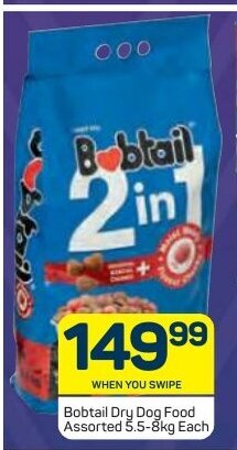 Pick n Pay Bobtail Dry Dog Food Assorted 5.5-8kg offer