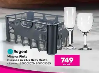 Regent Wine or Flute Glasses in 24's Grey Crate