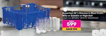 Game Regent Assorted 30"s Glasses in Blue Crate, Willy or Zombie or High Ball offer