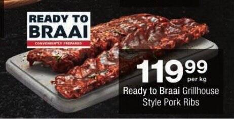 Ready to Braai Grillhouse Style Pork Ribs offer at Checkers