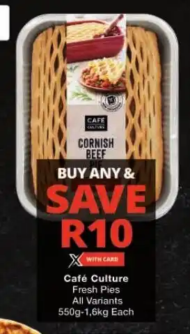 Checkers Café Culture Fresh Pies All Variants 550g-1,6kg Each offer