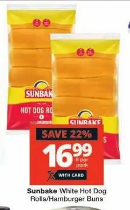 Checkers Sunbake White Hot Dog Rolls/Hamburger Buns offer