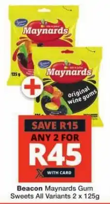 Checkers Beacon Maynards Gum Sweets All Variants 2 x 125g offer