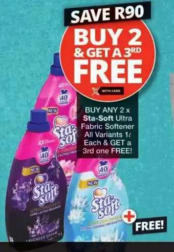 Checkers BUY ANY 2x Sta-Soft Ultra Fabric Softener All Variants 1L Each & GET a 3rd one FREE offer