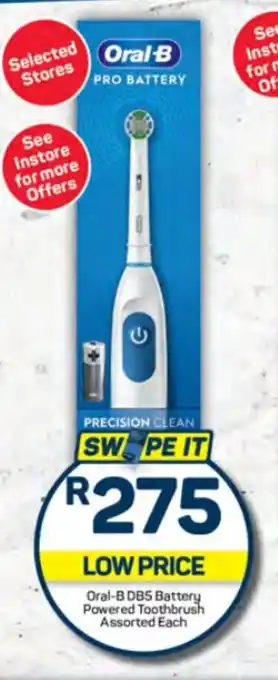 Pick n Pay Hypermarket Oral-B DBS Battery Powered Toothbrush Assorted Each offer