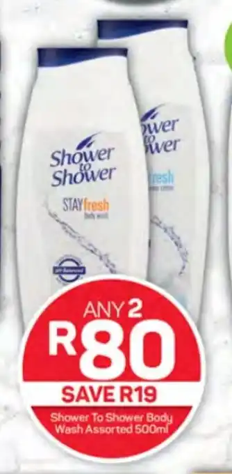 Pick n Pay Hypermarket Shower To Shower Body Wash Assorted 500ml offer