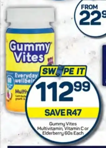 Pick n Pay Hypermarket Gummy Vites Multivitamin Vitamin C or Elderberry 60s Each offer