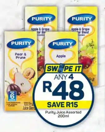 Purity Juice Assorted 200ml offer at Pick n Pay Hypermarket