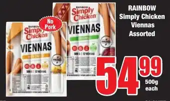 Boxer Superstores RAINBOW Simply Chicken Viennas Assorted offer
