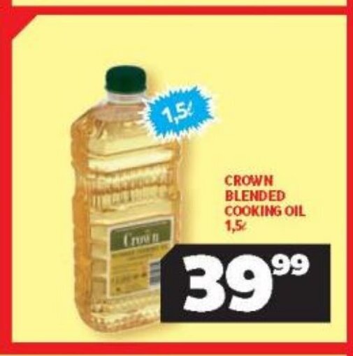 Crown Blended Cooking Oil 1.5L offer at Usave