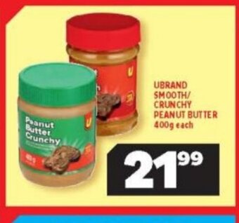 Usave Ubrand Smooth / Crunchy Peanut Butter 400g each offer