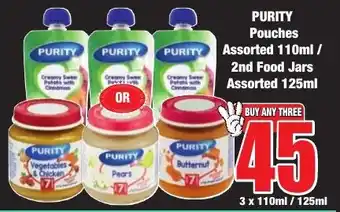 Boxer Superstores PURITY Pouches Assorted 110ml/ 2nd Food Jars Assorted 125ml offer
