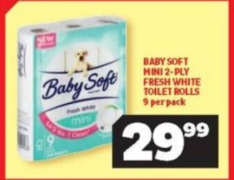 Usave Baby Soft Mini 2-Ply Fresh White Toilet Rolls 9 per pack offer