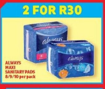 Usave Always Maxi Sanitary Pads 8/9/10 per pack offer