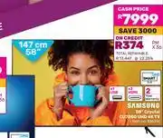 Game Samsung 58(147cm) Crystal CU7000 UHD 4K TV offer