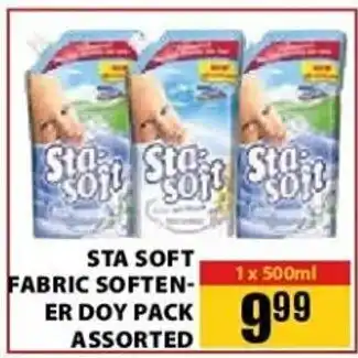 Jumbo Sta Soft Fabric Softener Doy Pack Assorted 1 x 500ml offer