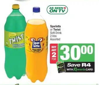 Sparletta or Twist Soft Drink 2 litre Assorted