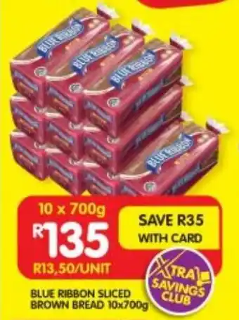 Shoprite BLUE RIBBON SLICED BROWN BREAD 10x700g offer