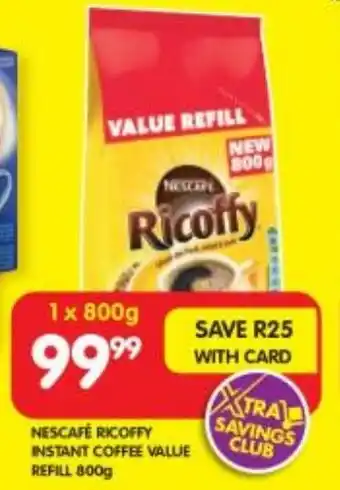 Shoprite NESCAFÉ RICOFFY INSTANT COFFEE VALUE REFILL 800g offer