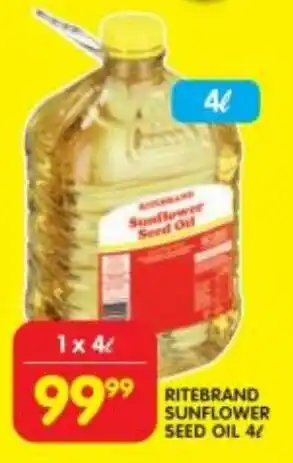 Shoprite RITEBRAND SUNFLOWER SEED OIL 4L offer