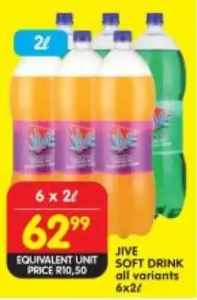 Shoprite JIVE SOFT DRINK all variants 6x2L offer