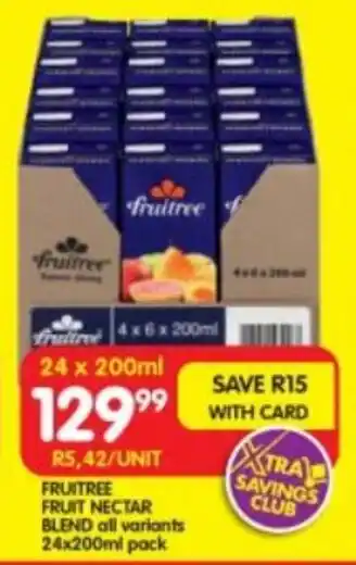 Shoprite FRUITREE FRUIT NECTAR BLEND all variants 24x200ml pack offer