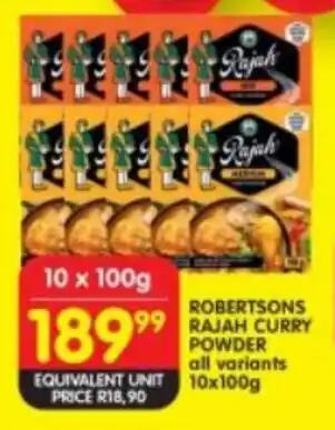Shoprite ROBERTSONS RAJAH CURRY POWDER all variants 10x100g offer