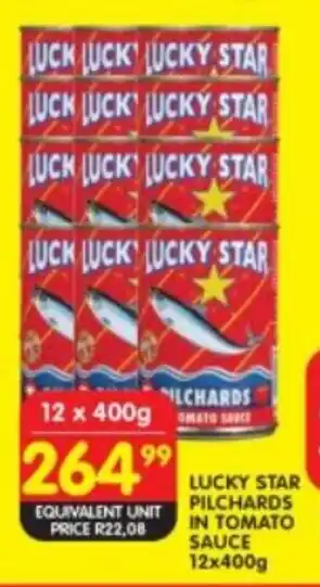 Shoprite LUCKY STAR PILCHARDS IN TOMATO SAUCE 12x400g offer
