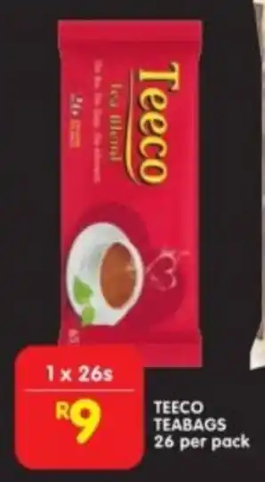 Shoprite TEECO TEABAGS 26 per pack offer