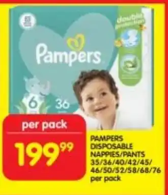 Shoprite PAMPERS DISPOSABLE NAPPIES/PANTS offer