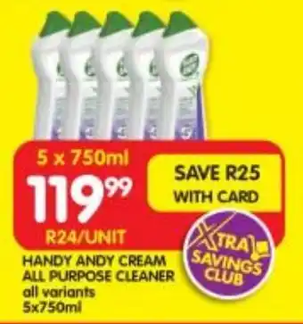 Shoprite HANDY ANDY CREAM ALL PURPOSE CLEANER all variants 5x750ml offer