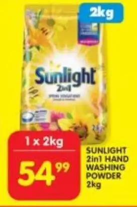 Shoprite SUNLIGHT 2in1 HAND WASHING POWDER 2kg offer