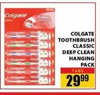 Jumbo Colgate Toothbrush Classic Deep Clean Hanging Pack 1 x 6's offer