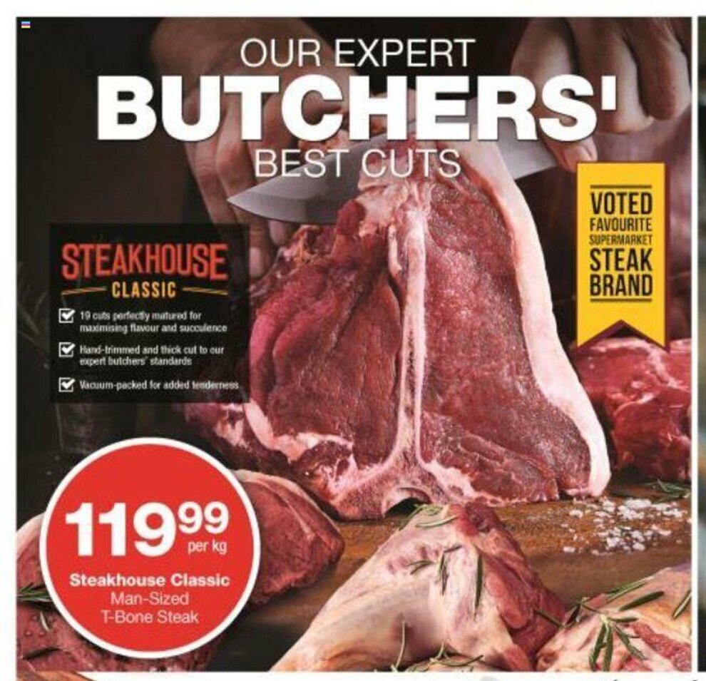 Steakhouse Classic ManSized TBone Steak per kg offer at Checkers