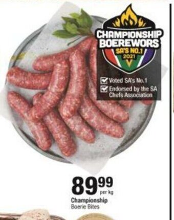 Checkers Championship Boerie Bites per kg offer