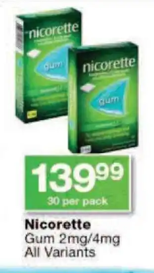 Checkers Nicorette Gum 2mg/4mg All Variants offer