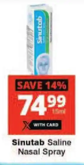 Checkers Sinutab Saline Nasal Spray offer