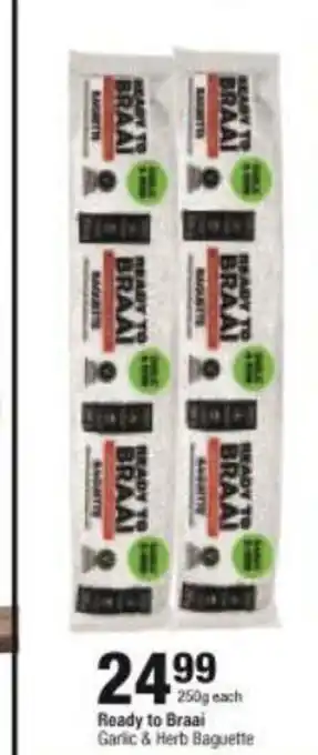Checkers Ready to Braai Garlic & Herb Baguette 250g each offer