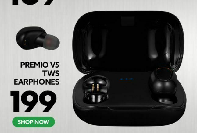 Premio v5 tws earphones offer at Ackermans