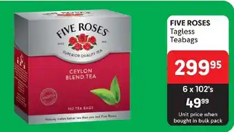 Makro FIVE ROSES Tagless Teabags offer