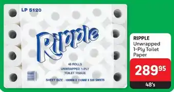 Makro RIPPLE Unwrapped 1-Ply Toilet Paper offer