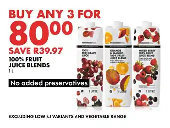 Woolworths 100% FRUIT JUICE BLENDS 1L offer
