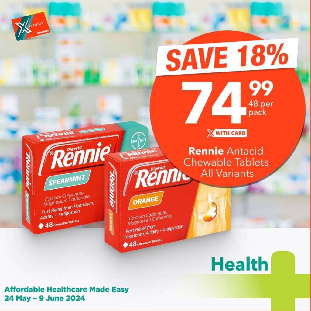 Rennie Antacid Chewable Tablets All Variants offer at Checkers