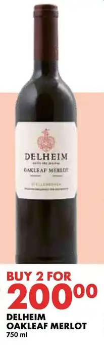Woolworths DELHEIM OAKLEAF MERLOT offer