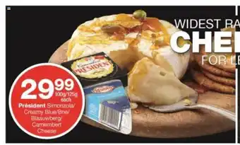 Checkers President Simonzola / Creamy Blue/ Brie/ Blaauwberg / Camembert Cheese 100g/ 125g each offer