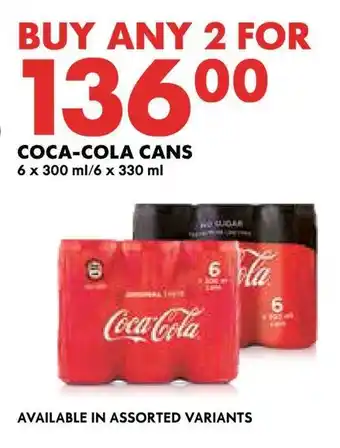 Woolworths COCA-COLA CANS 6x300ml offer