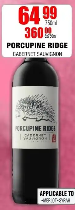 Prestons PORCUPINE RIDGE CABERNET SAUVIGNON 750ml offer