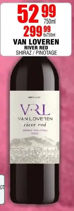 Prestons VAN LOVEREN RIVER RED SHIRAZ/ PINOTAGE 750ml offer